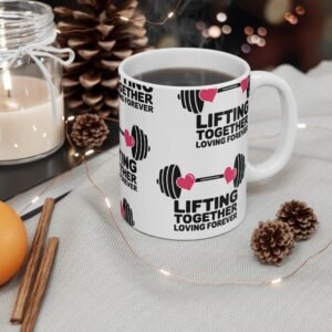 Lifting Together Loving Forever - Coffee Mug - Fitness Couple Gift, Romantic Gym Design, Valentine's Day or Anniversary Mug