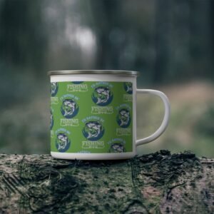 Fishing Enamel Camping Mug - Sturdy Outdoor Drinkware for Fishing Enthusiasts