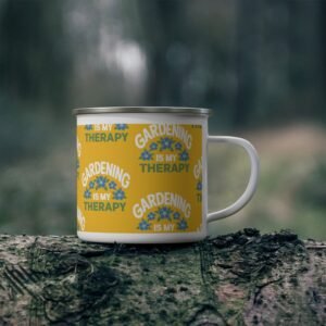Gardening Therapy Enamel Camping Mug - Perfect Gift for Gardeners