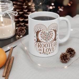 Rooted in Love - Coffee Mug - Heart Tree Design, Romantic Nature Gift, Cute Anniversary Mug for Couples, Valentine's Day Gift Idea