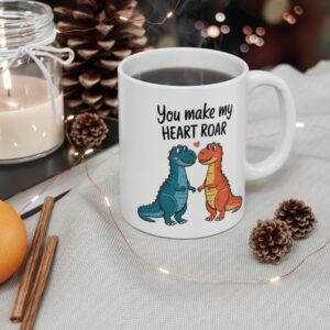You Make My Heart Roar Mug - Cute Dinosaur Valentine's Day Gift