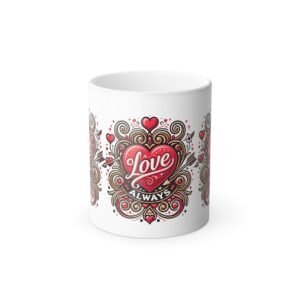 Valentine's Day Love Mug - Romantic Heart and Swirls Gift for Couples