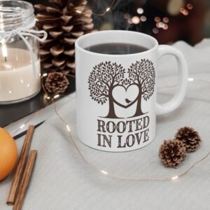 Rooted in Love - Coffee Mug - Heart Tree Design, Romantic Gift for Couples, Perfect for Valentine's Day or Anniversaries