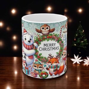 Adorable Christmas Mug - Polar Bear, Fox, Owl & Panda Design