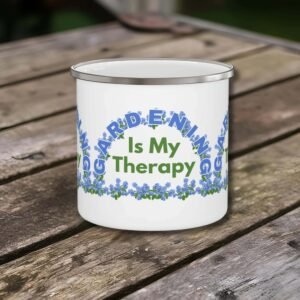 Gardening Therapy Enamel Camping Mug - Perfect for Nature Lovers & Gardeners