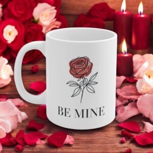 Be Mine - Coffee Mug - Elegant Red Rose Design, Romantic Valentine's Day Gift, Perfect for Couples and Loved Ones