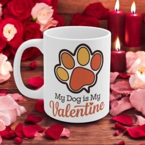 My Dog is My Valentine - Coffee Mug - Cute Paw Print Design, Perfect Valentine's Day Gift for Dog Lovers and Pet Parents
