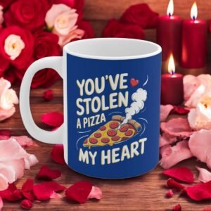 You've Stolen a Pizza My Heart - Blue Coffee Mug - Funny Romantic Gift, Cute Valentine's Day Mug, Perfect for Pizza and Love Lovers