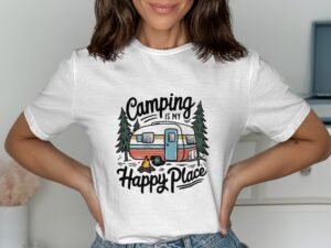 Camping Is My Happy Place With RV Graphic Design T-Shirt