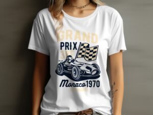 Vintage Grand Prix Racing T-Shirt, Monaco 1970 Car Graphic Tee, Retro Racing Car T-Shirt, Classic Motorsport Gift, Checker Flag Shirt