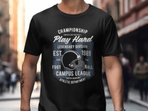 American Football Championship Play Hard Graphic T-Shirt