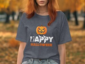 Happy Halloween Pumpkin With Cat Graphic Design T-Shirt