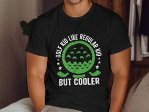 Green Golf Ball with Two Clubs Funny Graphics T-Shirt
