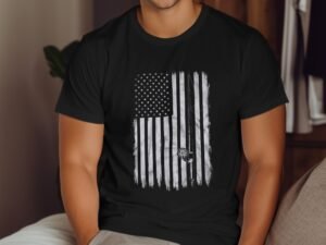 Fishing Rod American Flag Graphic Stylish Design T-Shirt