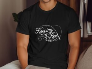 Keeping It Reel with Fishing Pole Fish Graphic T-Shirt