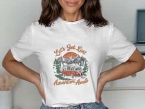 Let's Get Lost Adventure Awaits Graphic Design T-Shirt