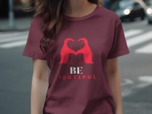 Penguins in Love Youthiful Graphic Red Print T-Shirt