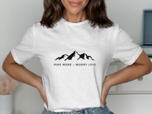 Hike More Worry Less Mountains Outdoor Adventure T-Shirt