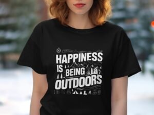 Happiness Is Being Outdoors Camping Hiking Inspired T-Shirt