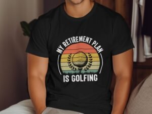 Golf Ball Retro Sunset Great Outdoors Fun Graphic T-Shirt